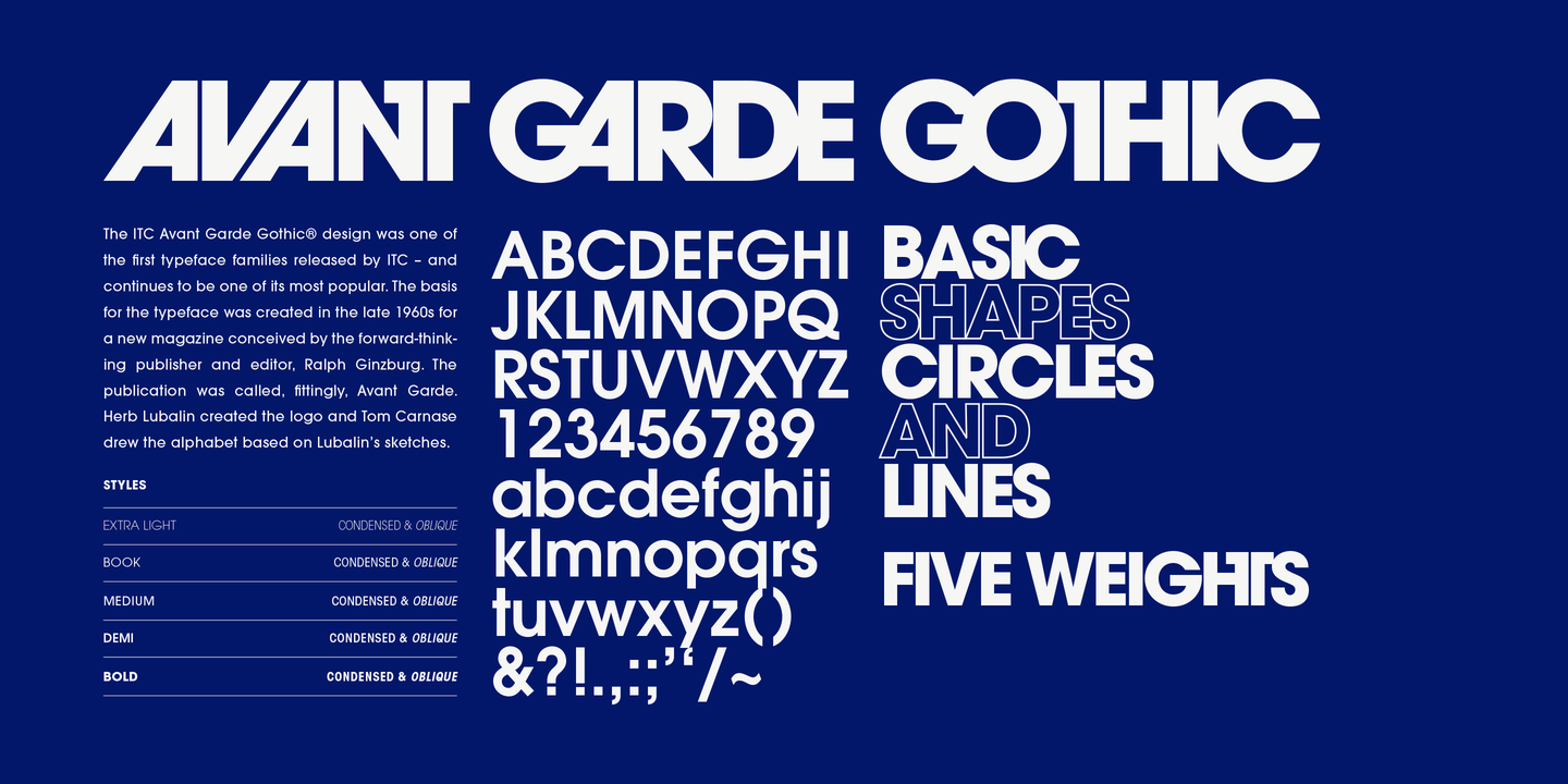 Шрифт ITC Avant Garde Gothic