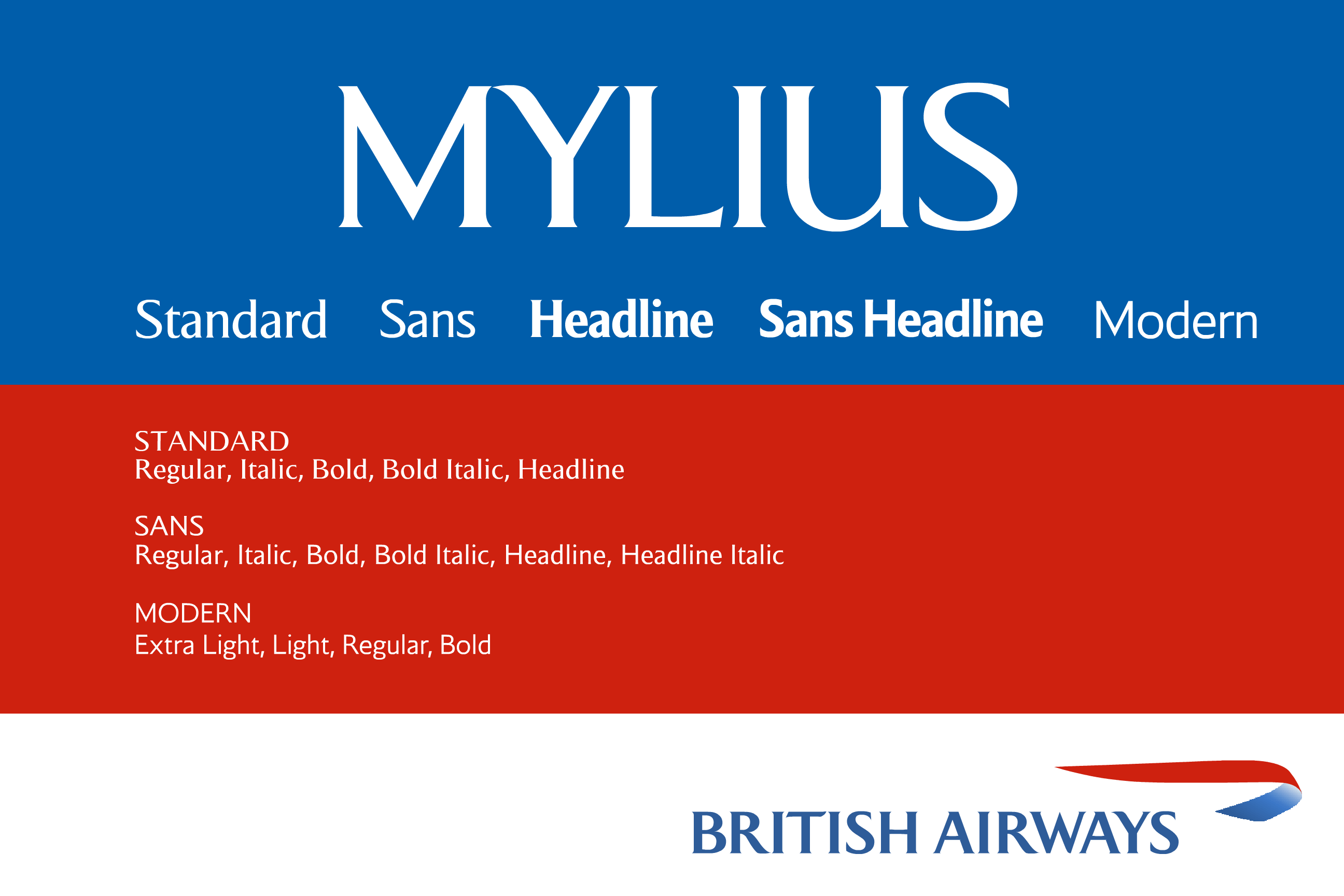 Шрифт Mylius (British Airways)