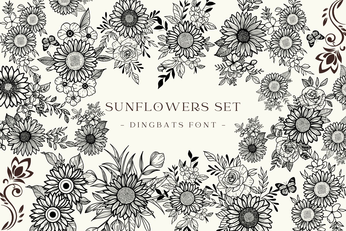 Шрифт Sunflowers Set