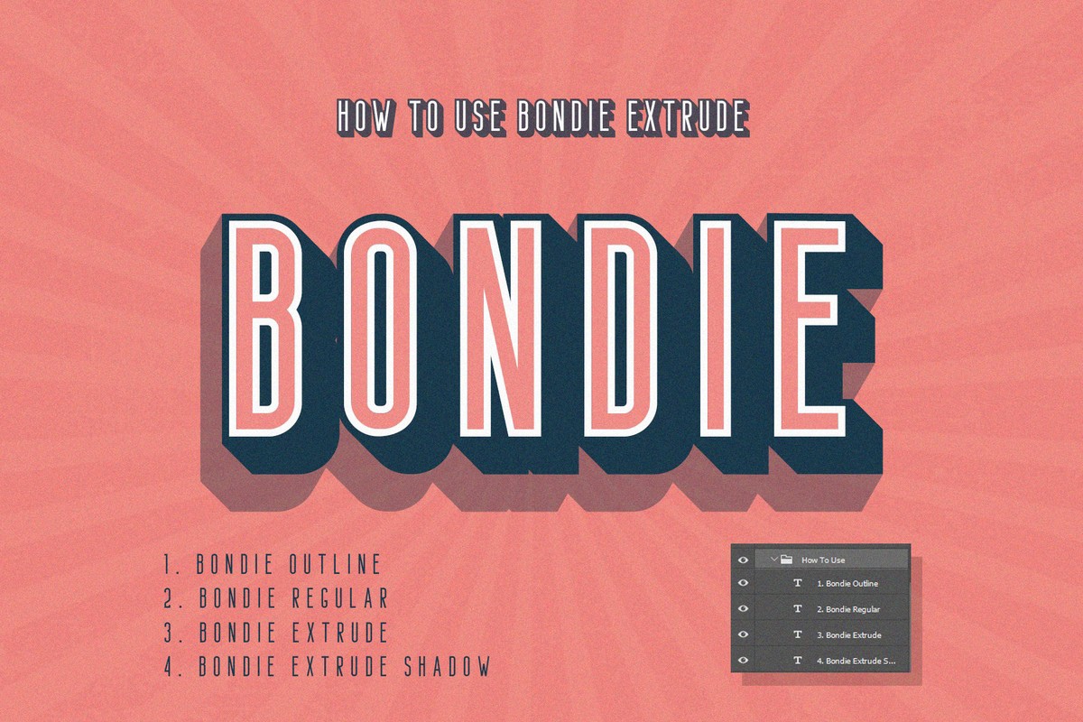 Шрифт Bondie Extrude