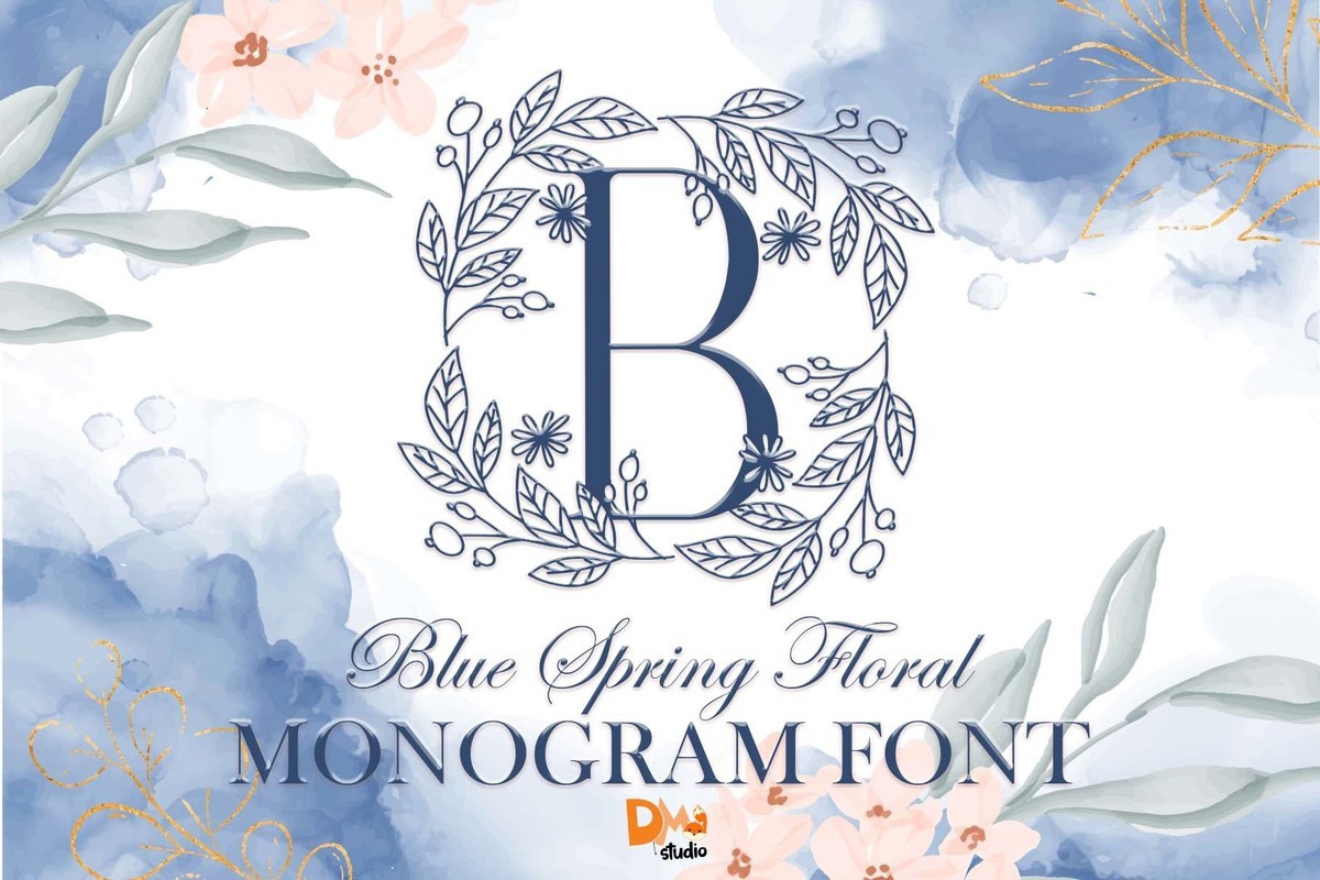 Шрифт Blue Spring Floral Monogram