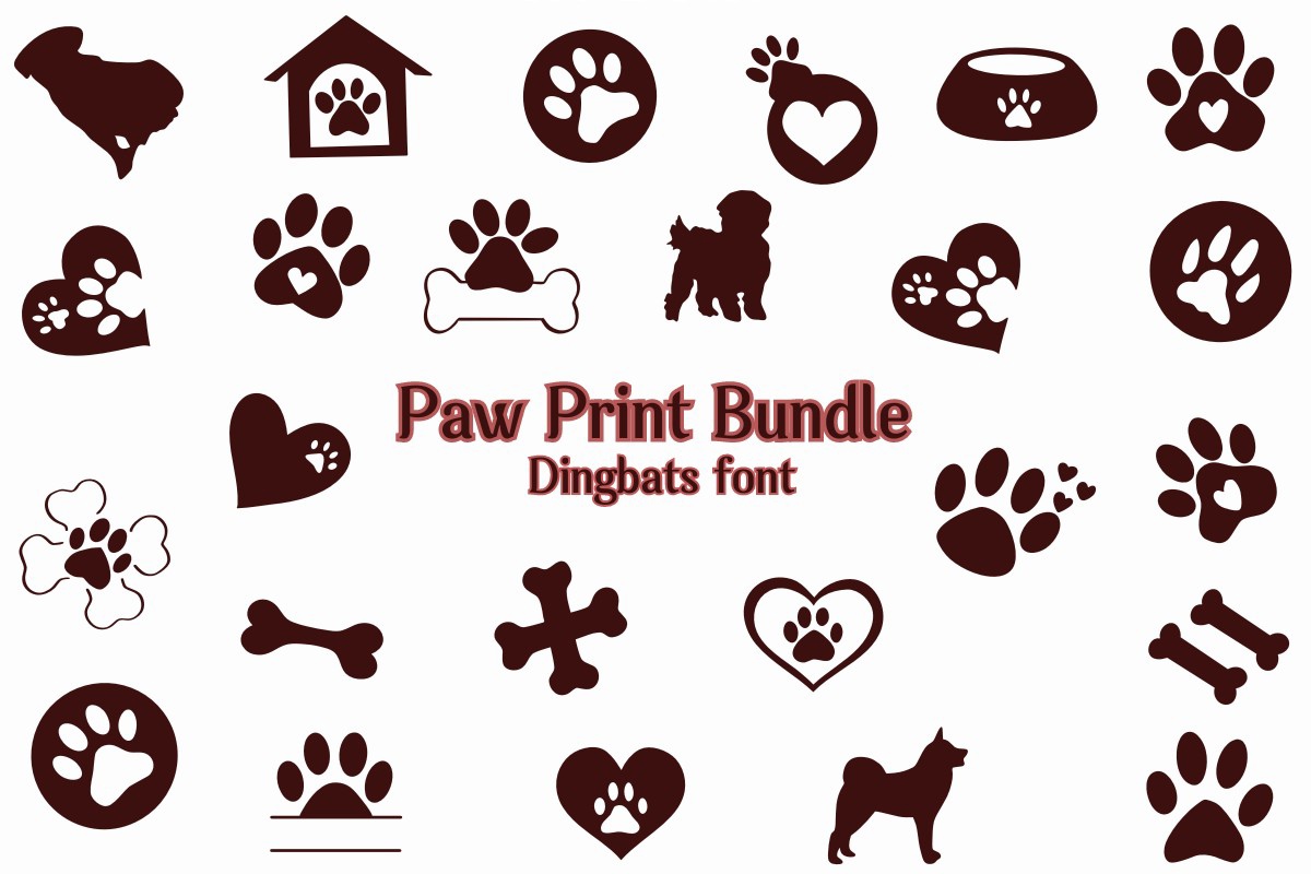 Шрифт Paw Print Bundle